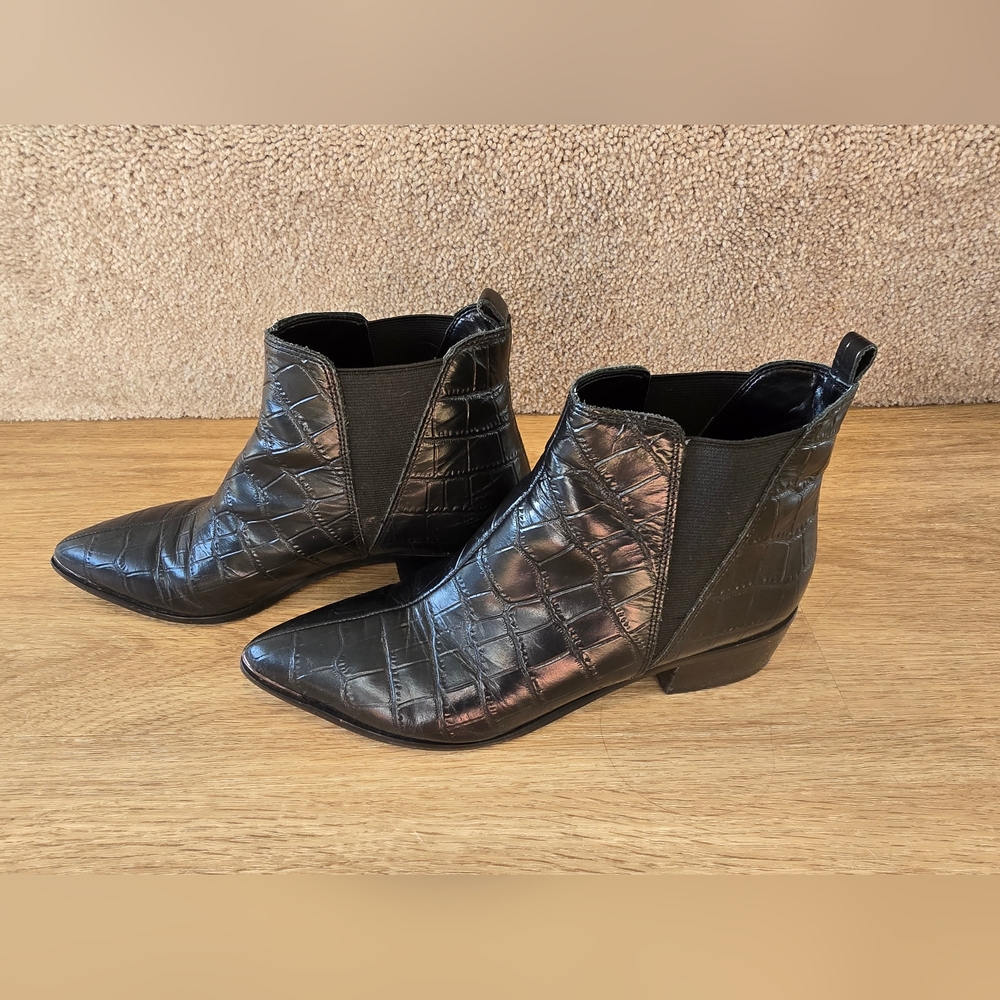 Marc Fisher Yale Chelsea Black croc Ankle Boots